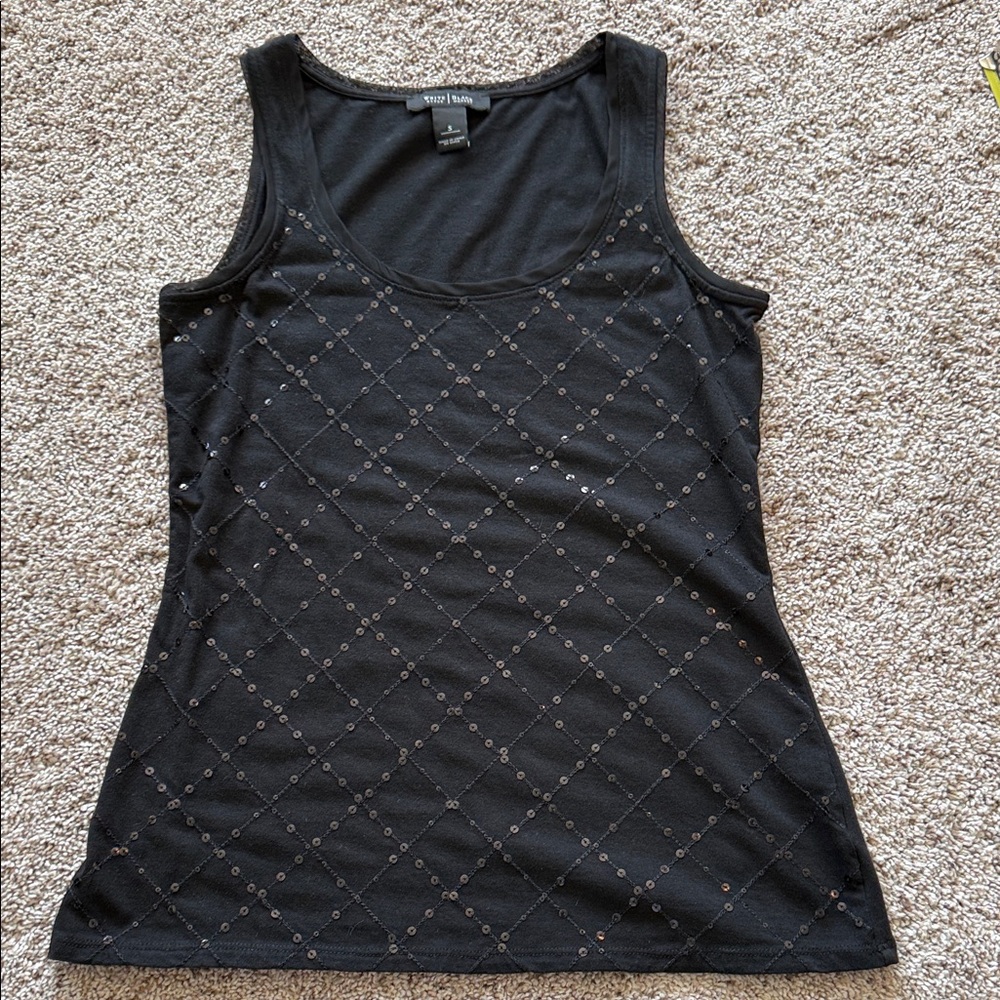 White House Black Market Black Embellished Tank Top